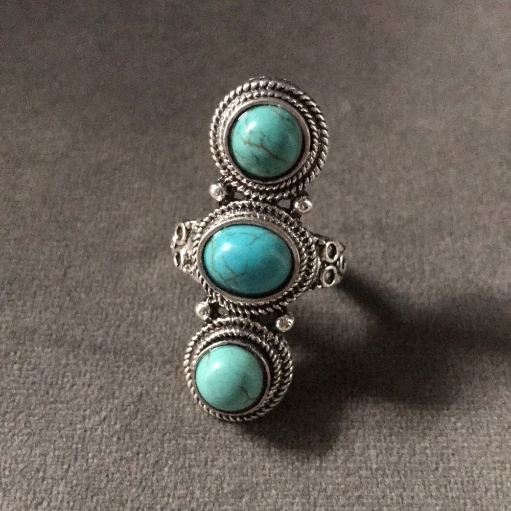 New! Turquoise Stone Ring - Picture 2 of 9